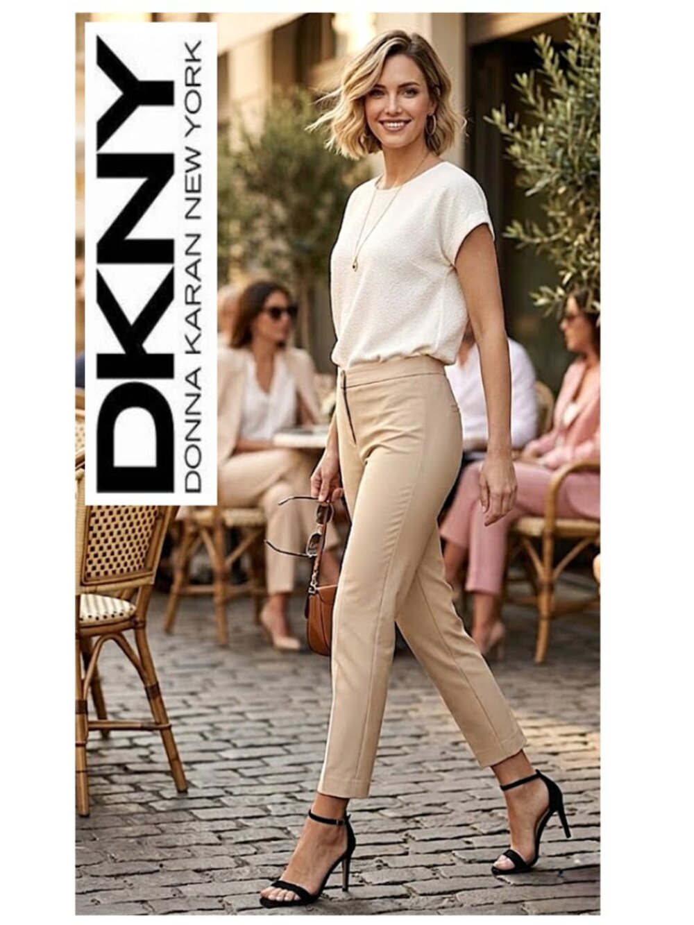 DKNY Beige Cropped Ankle Pants